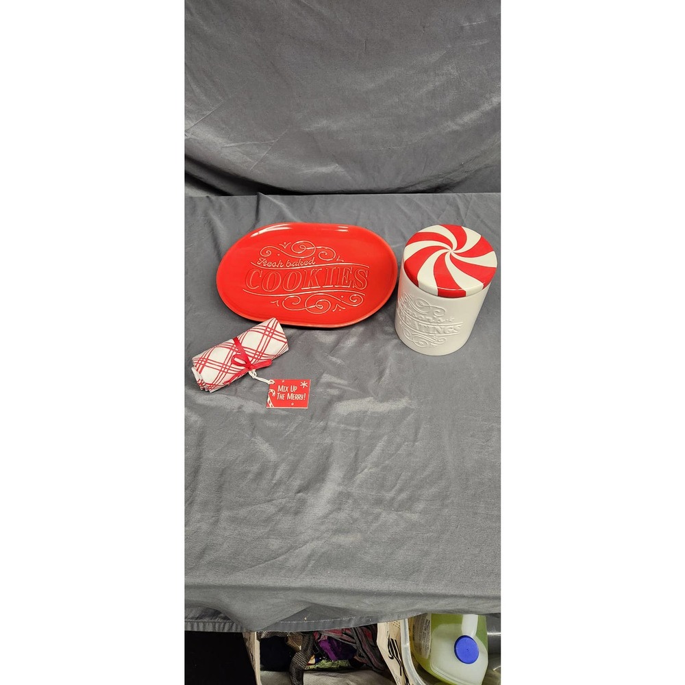 Christmas plate and cookie jar